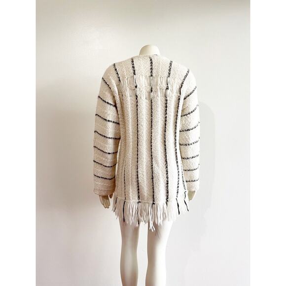Raquel Allegra Striped Knit Fringe Alpaca Sweater Small - Picture 3 of 8